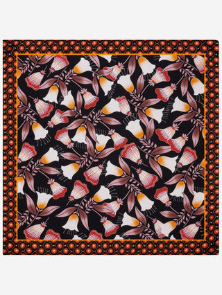 Bruna (black/orange)- Soft and lightweight Italian foulard from pure silk - Glamourous Grace
