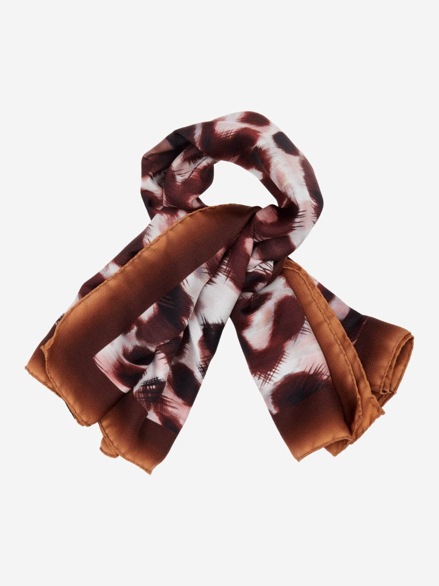 Bruna (brown/orange)- Soft and lightweight Italian foulard from pure silk - Glamourous Grace