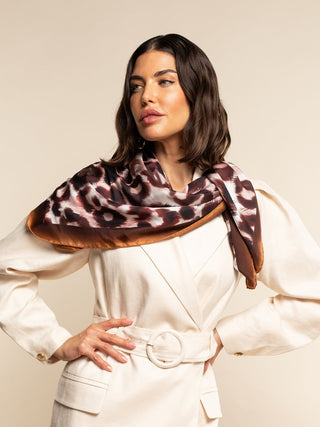 Bruna (brown/orange)- Soft and lightweight Italian foulard from pure silk - Glamourous Grace