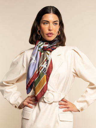 Fiorella (red/blue) - Soft and lightweight Italian foulard from pure silk - Glamourous Grace