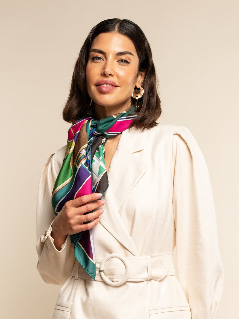 Fiorella (green) - Soft and lightweight Italian foulard from pure silk - Glamourous Grace