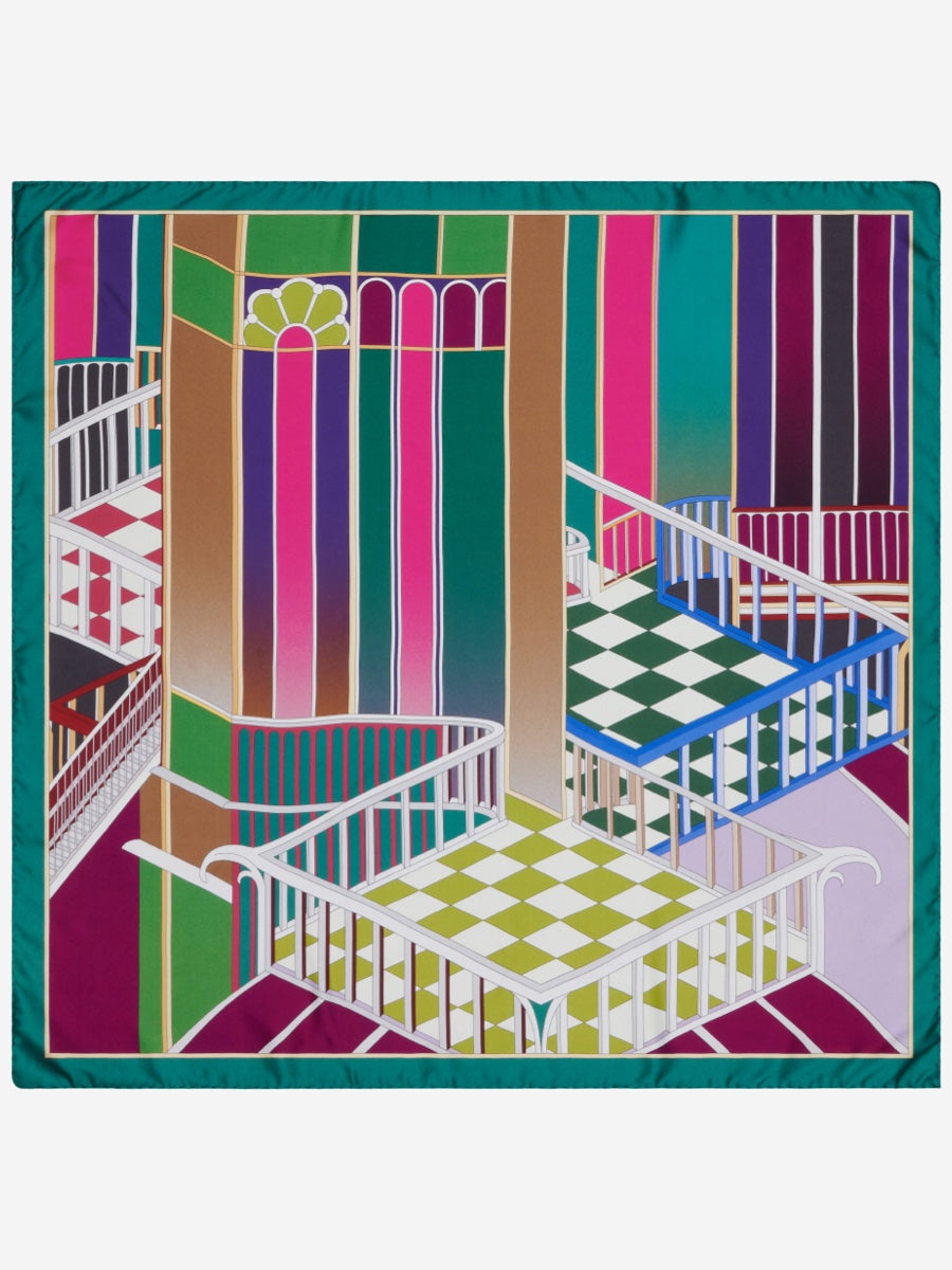 Fiorella (green) - Soft and lightweight Italian foulard from pure silk - Glamourous Grace