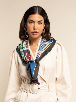 Fiorella (red/blue) - Soft and lightweight Italian foulard from pure silk - Glamourous Grace