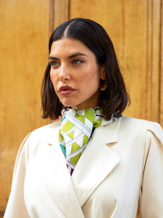 Fiorella (green) - Soft and lightweight Italian foulard from pure silk - Glamourous Grace