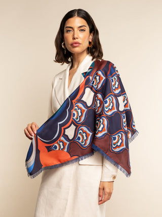 Giorgia (blue/red) - Italian soft and lightweight foulard made from pure silk - Glamourous Grace