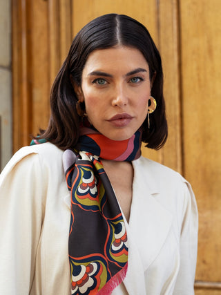 Giorgia (green/pink) - Italian soft and lightweight foulard made from pure silk - Glamourous Grace
