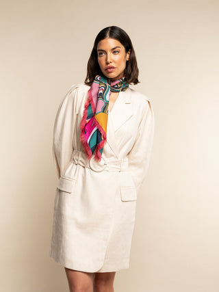 Giorgia (green/pink) - Italian soft and lightweight foulard made from pure silk - Glamourous Grace
