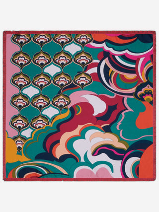 Giorgia (green/pink) - Italian soft and lightweight foulard made from pure silk - Glamourous Grace