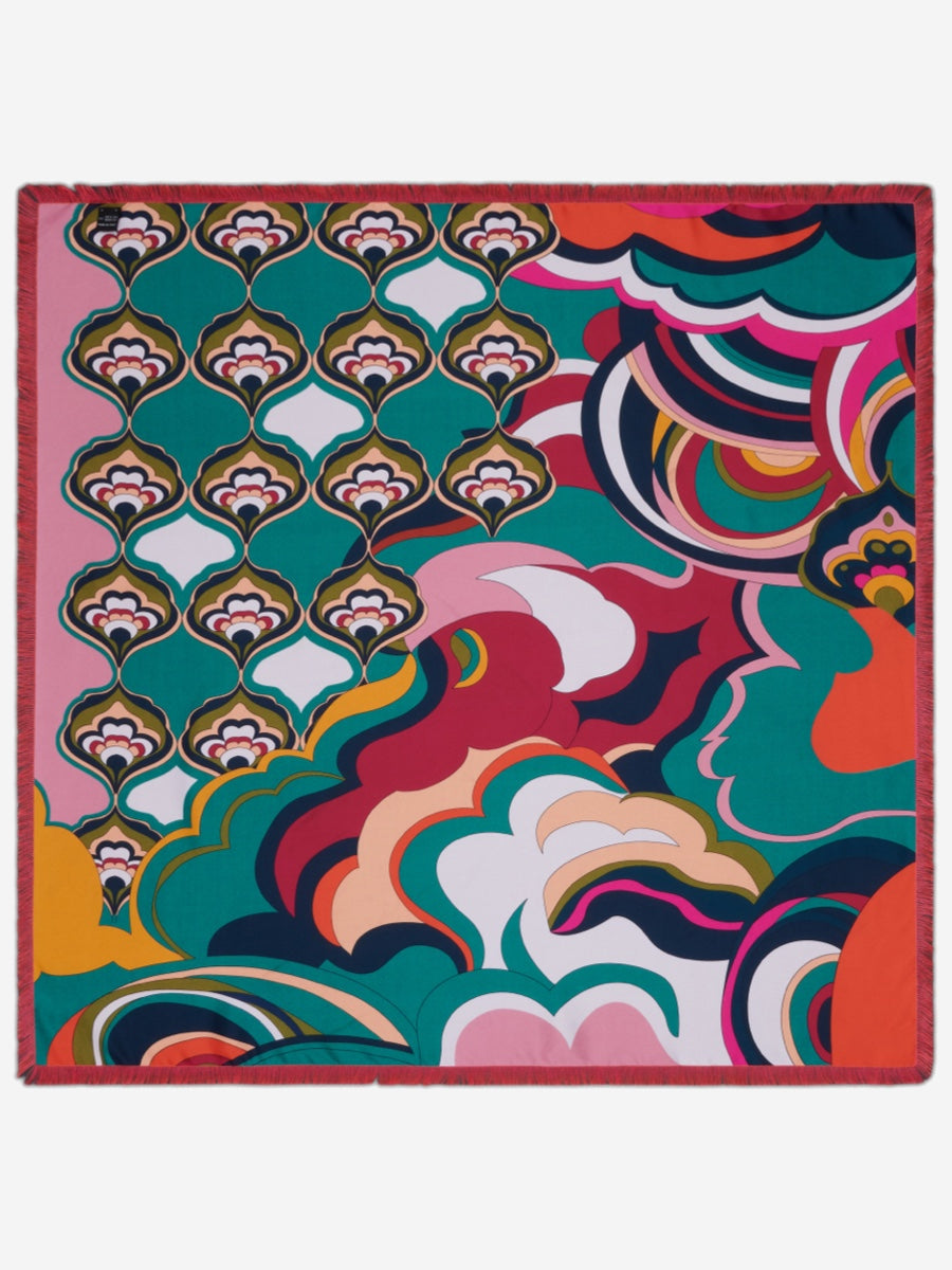 Giorgia (green/pink) - Italian soft and lightweight foulard made from pure silk - Glamourous Grace