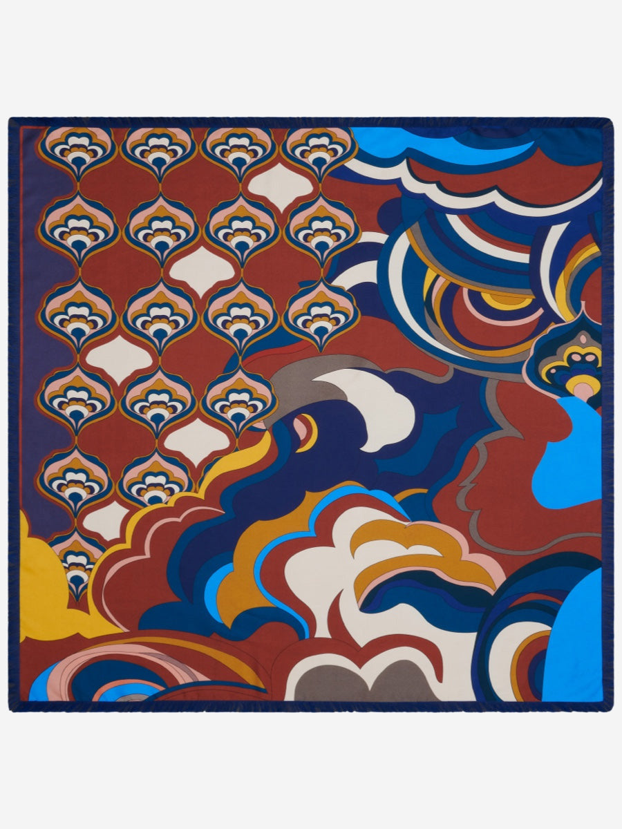 Giorgia (blue/red) - Italian soft and lightweight foulard made from pure silk - Glamourous Grace