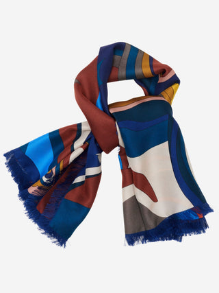 Giorgia (blue/red) - Italian soft and lightweight foulard made from pure silk - Glamourous Grace