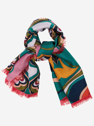 Giorgia (green/pink) - Italian soft and lightweight foulard made from pure silk - Glamourous Grace