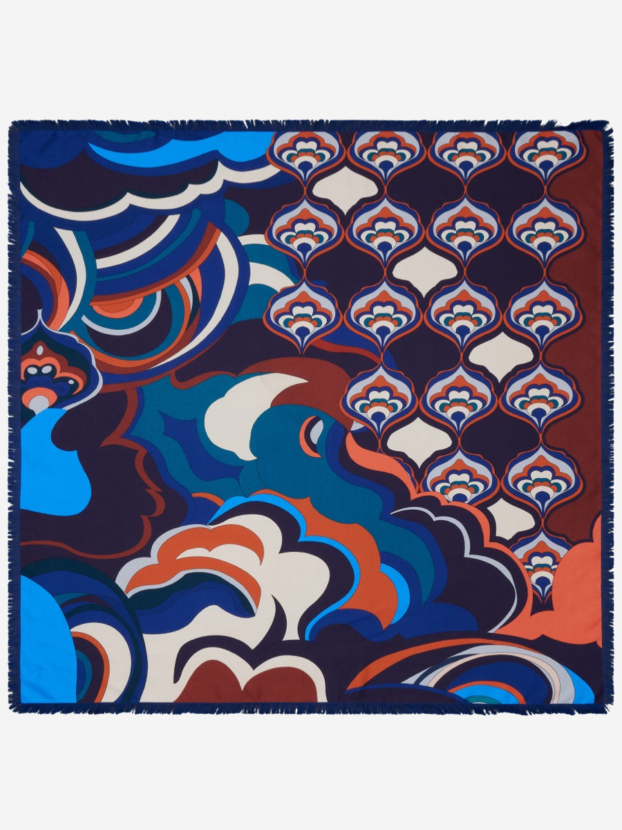 Giorgia (blue/red) - Italian soft and lightweight foulard made from pure silk - Glamourous Grace