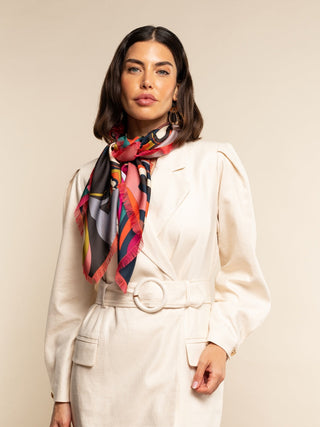Giorgia (green/pink) - Italian soft and lightweight foulard made from pure silk - Glamourous Grace