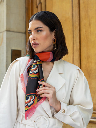 Giorgia (green/pink) - Italian soft and lightweight foulard made from pure silk - Glamourous Grace