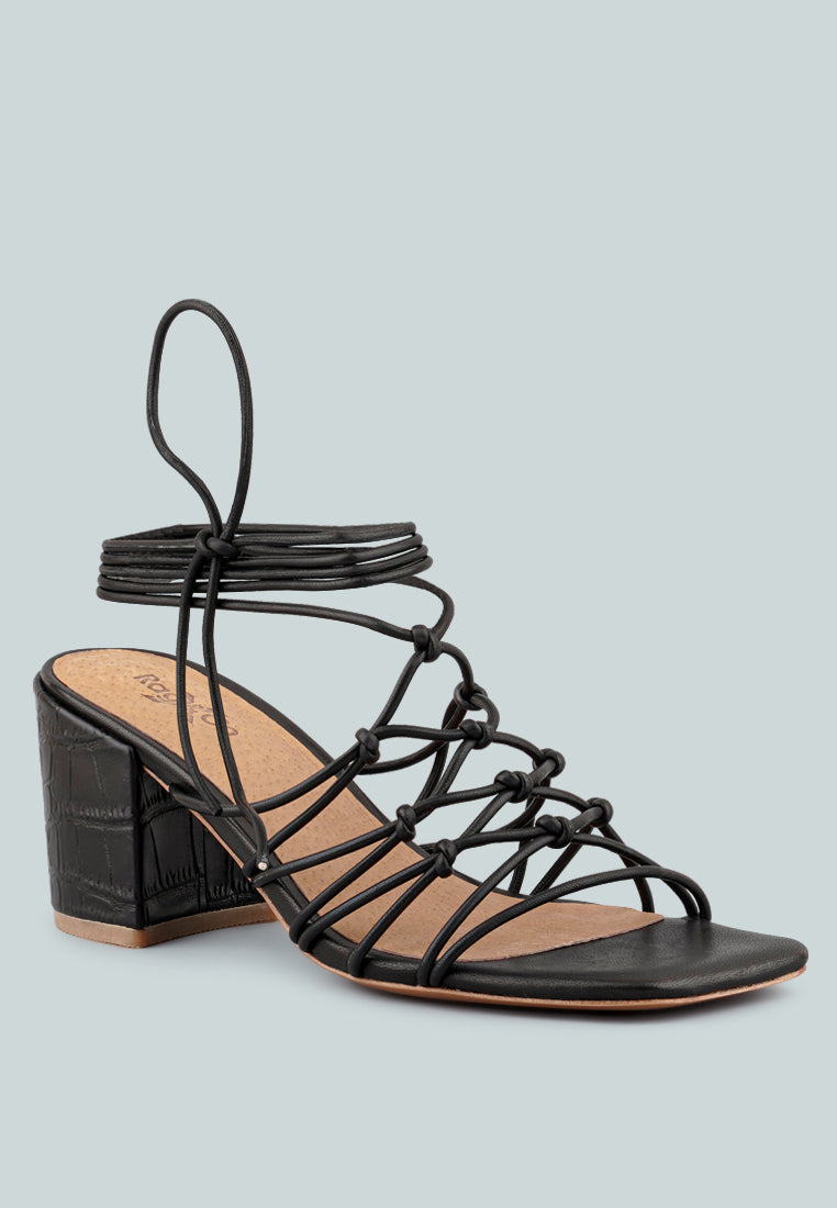 Fonda Croc Patterned Handcrafted Lace Up Sandal - Glamourous Grace