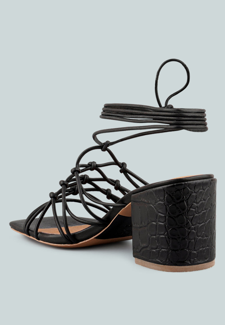 Fonda Croc Patterned Handcrafted Lace Up Sandal - Glamourous Grace