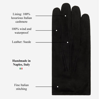 Angelo (black) – Italian suede leather gloves with luxurious cashmere lining - Glamourous Grace