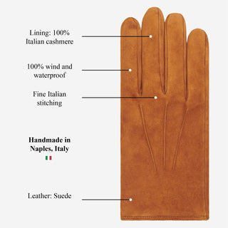 Angelo (cognac) – Italian suede leather gloves with luxurious cashmere lining - Glamourous Grace
