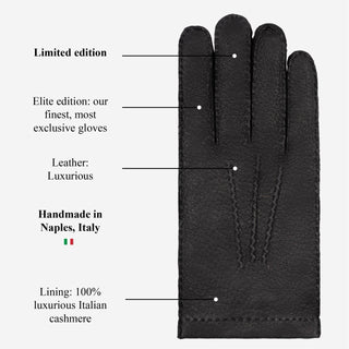 Antonio (black) – Luxurious Italian peccary leather gloves with cashmere lining - Glamourous Grace