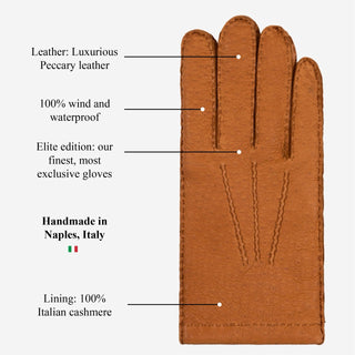 Antonio (brown) – Luxurious Italian peccary leather gloves with cashmere lining - Glamourous Grace
