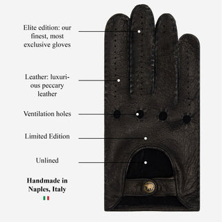 Marcello (black) – Luxurious Italian peccary driving gloves - Glamourous Grace