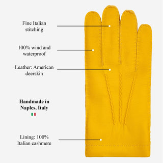Matteo (yellow) - Italian gloves made of American deerskin leather with cashmere lining - Glamourous Grace