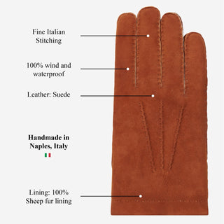 Tommaso - Italian suede leather gloves with luxurious natural sheep fur lining - Glamourous Grace