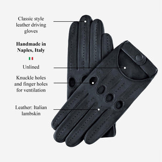 Alessa (black) - Classic Italian lambskin leather driving gloves - Glamourous Grace