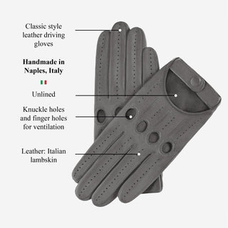 Alessa (grey) - Classic Italian lambskin leather driving gloves - Glamourous Grace