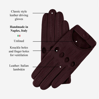 Alessa (oxblood) - Classic Italian lambskin leather driving gloves - Glamourous Grace