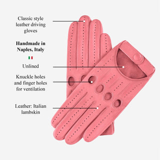 Alessa (pink) - Classic Italian lambskin leather driving gloves - Glamourous Grace