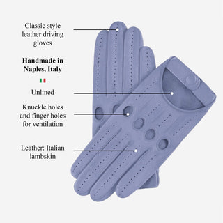 Alessa (sky) - Classic Italian lambskin leather driving gloves - Glamourous Grace