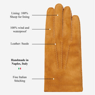 Beatrice  - Italian suede leather gloves with luxurious natural sheep fur lining - Glamourous Grace