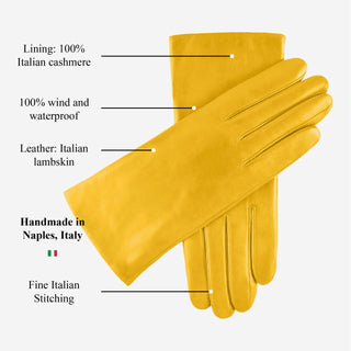 Isabella (yellow) - Italian lambskin leather gloves with cashmere lining - Glamourous Grace