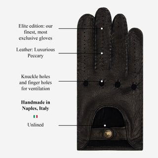 Raffaella (black) – Luxurious Italian peccary driving gloves - Glamourous Grace