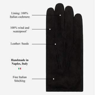Silvia (black) - Italian suede leather gloves with luxurious cashmere lining - Glamourous Grace