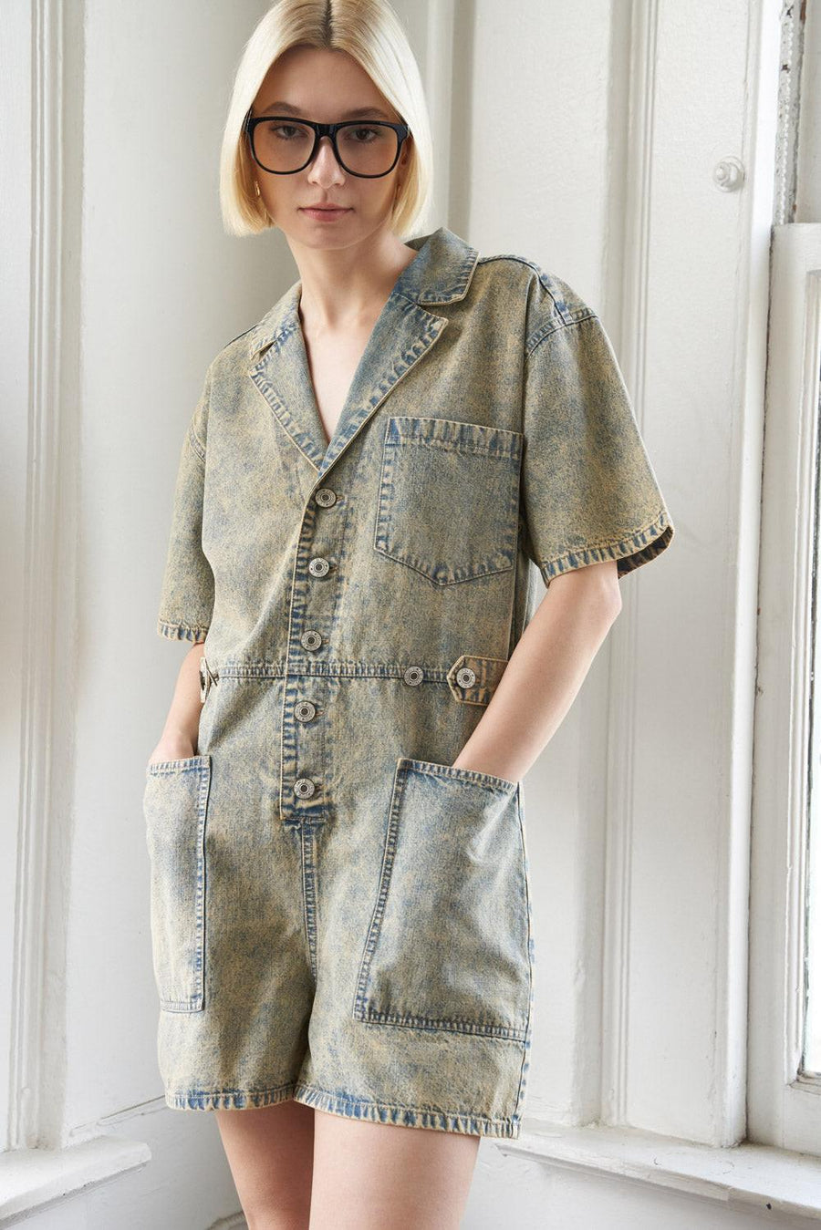 DAY IN THE LIFE DENIM ROMPER - Glamourous Grace