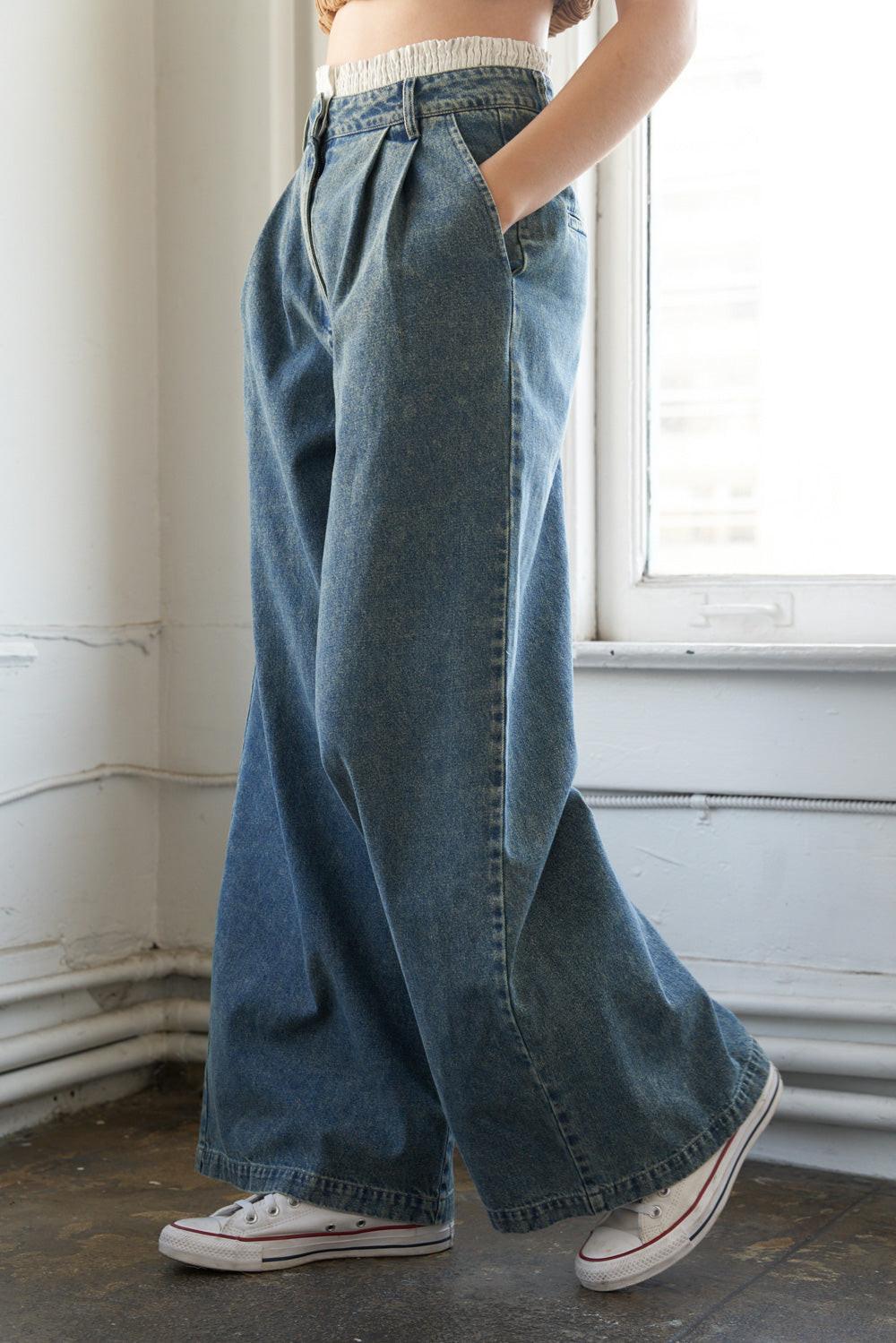 SOMEWHERE UP ABOVE DENIM PANTS - Glamourous Grace
