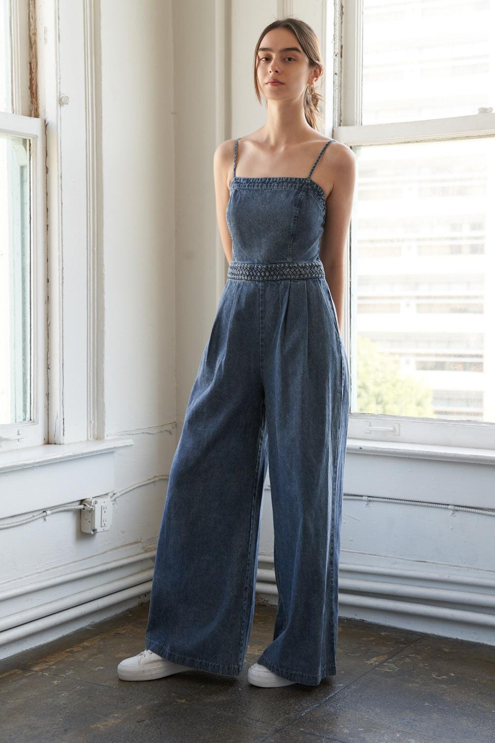 STOLEN GLANCES DENIM JUMPSUIT - Glamourous Grace