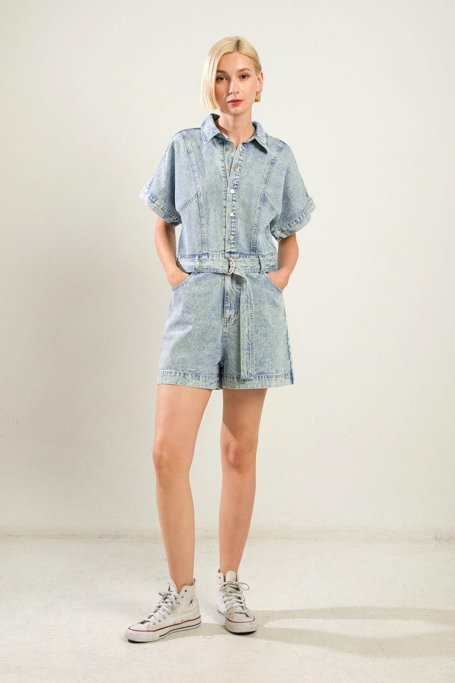 COUNTRYSIDE CHARM DENIM ROMPER - Glamourous Grace