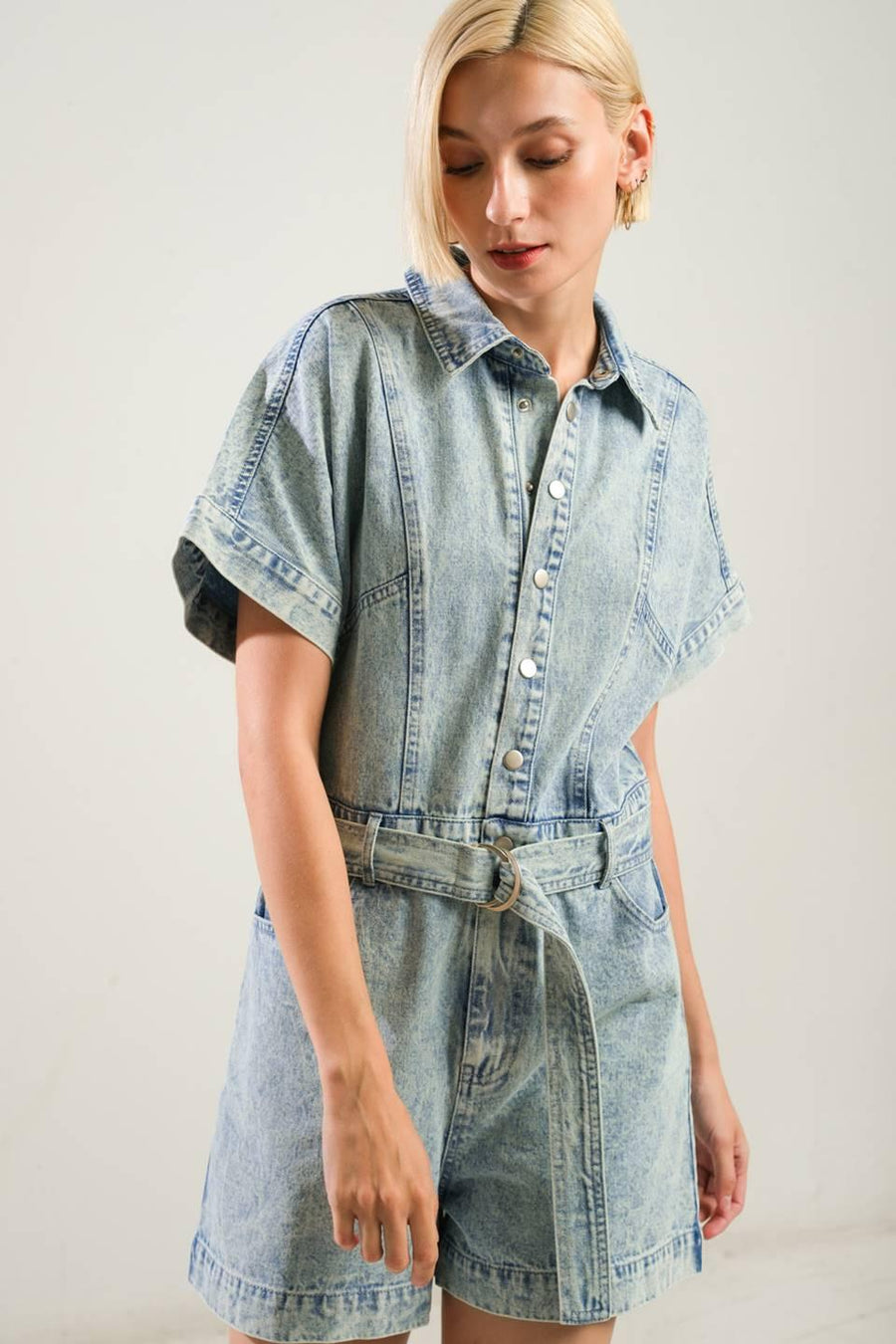 COUNTRYSIDE CHARM DENIM ROMPER - Glamourous Grace