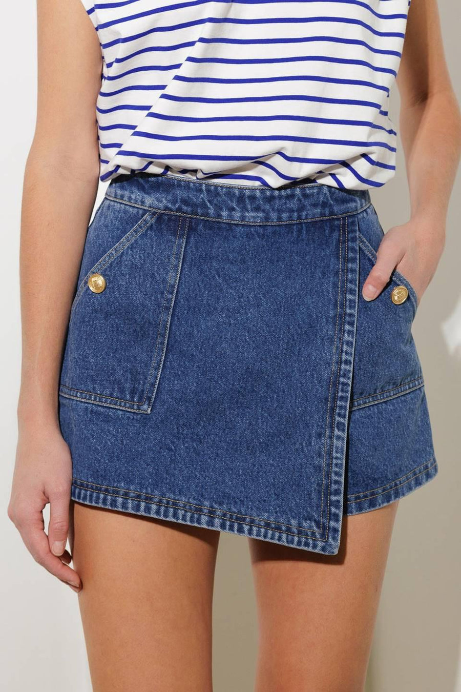 FOR A SECOND DENIM SKORT - Glamourous Grace