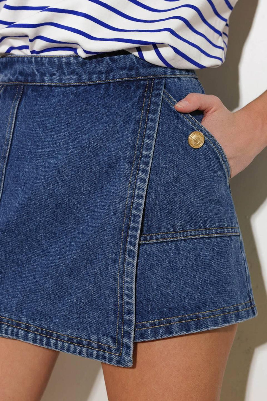 FOR A SECOND DENIM SKORT - Glamourous Grace
