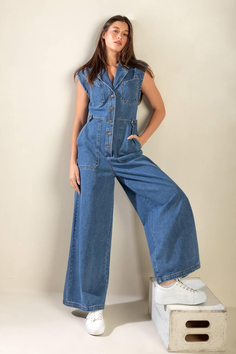 OVER YOU AGAIN DENIM JUMPSUIT - Glamourous Grace