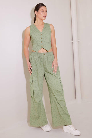 DRIFTING CURRENTS OLIVE WOVEN PANTS - Glamourous Grace