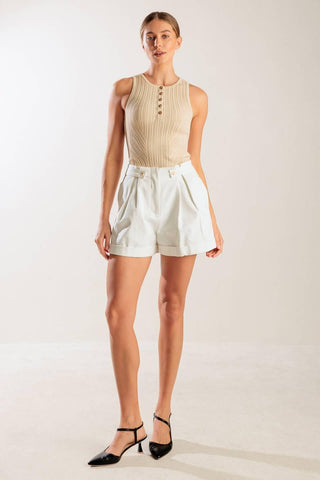 LOVE LETTERS WHITE WOVEN SHORT - Glamourous Grace