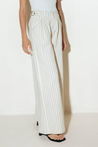 COFFEE RUN STRIPED WOVEN PANTS - Glamourous Grace