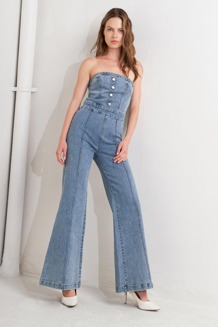 URBAN STRAPLESS DENIM JUMPSUIT - Glamourous Grace