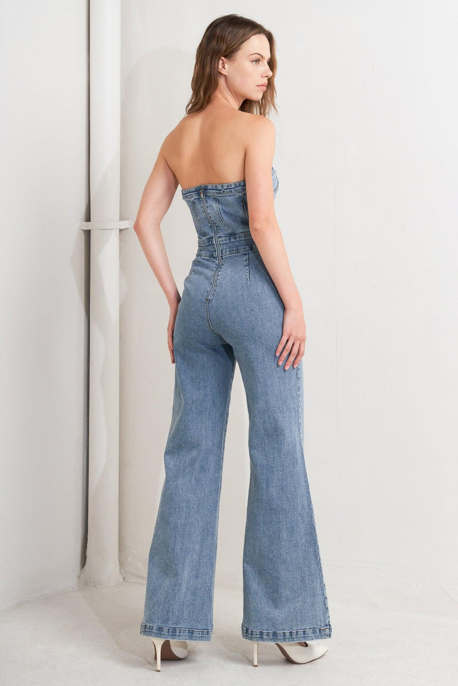 URBAN STRAPLESS DENIM JUMPSUIT - Glamourous Grace